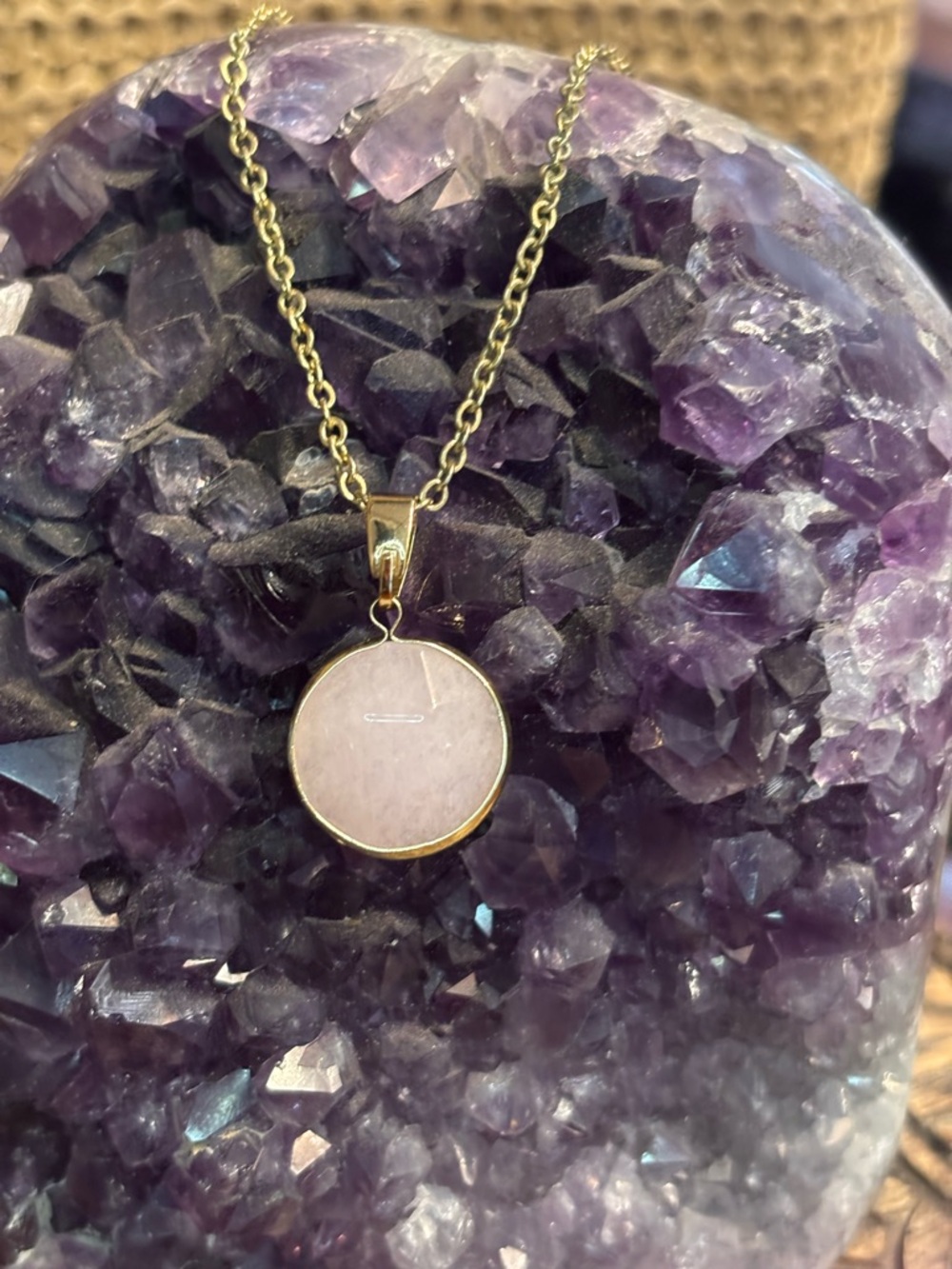 Sanctuary Project Gold-Plated Rose Quartz Round Pendant Necklace